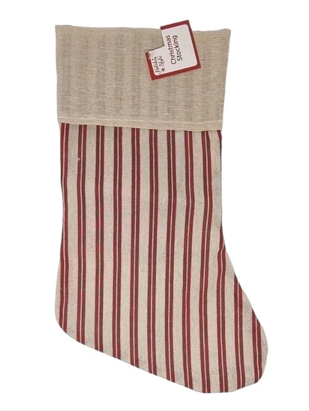 Set of 3 NWT Christmas Stockings Bundle 2 Classic Red Plush & 1 Farmhouse Stripe